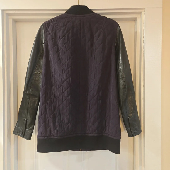 Rag & Bone Eggplant Pacific Quilted Silk & Leather Full Zip Jacket Size Medium - Picture 3 of 13